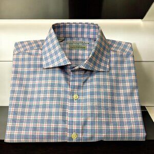 Twillory Non Iron Blue Plaid Safe Cotton Tailored Fit Dress Shirt